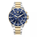  Shop Authentic Emporio Armani Mario Chronograph Blue Dial Two Tone Steel Strap Watch For Men - AR11362 - Luxxuri