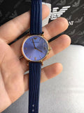  Shop Authentic Emporio Armani Gianni T Bar Blue Dial Blue Leather Strap Watch For Women - AR1875 - Luxxuri