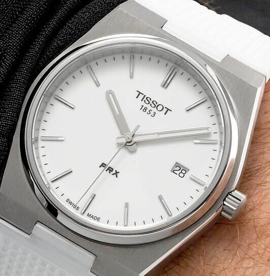 Tissot PRX 40 White Dial White Rubber Strap Watch For Men -  T137.410.17.011.00