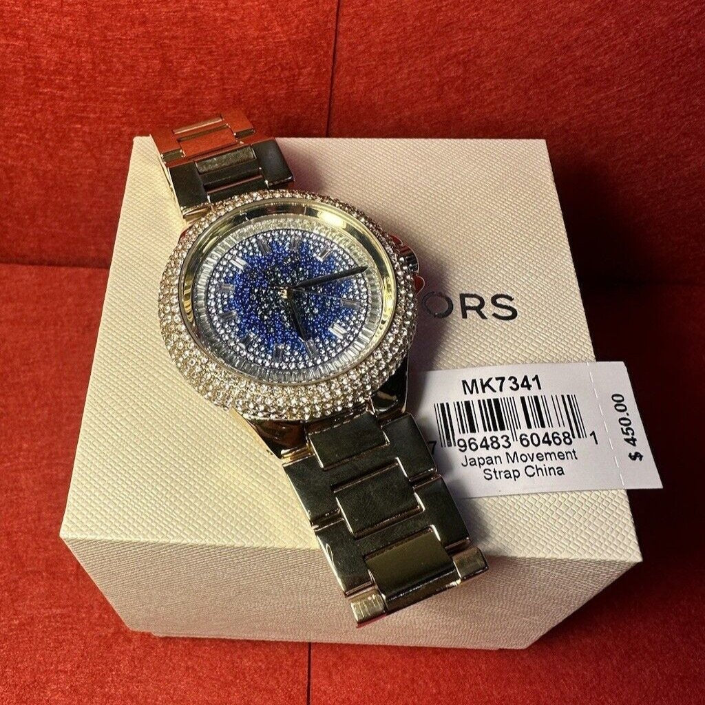  Shop Authentic Michael Kors Camille Analog Blue Dial Gold Steel Strap Watch For Women - MK7341 - Luxxuri