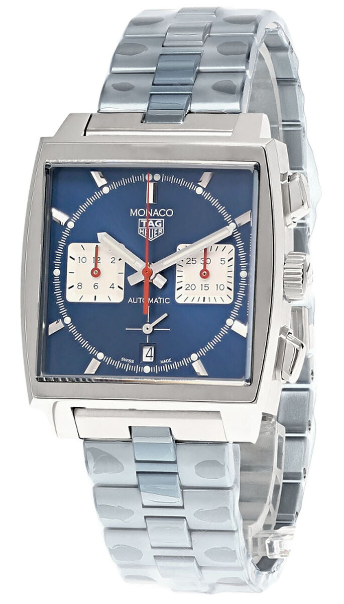 Tag Heuer Monaco Automatic Chronograph Blue Dial Silver Steel Strap Watch for Men - CBL2111.BA0644