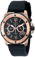  Shop Authentic Bulova Marine Star Chronograph Black Dial Black Rubber Strap Watch for Men - 98B104 - Luxxuri