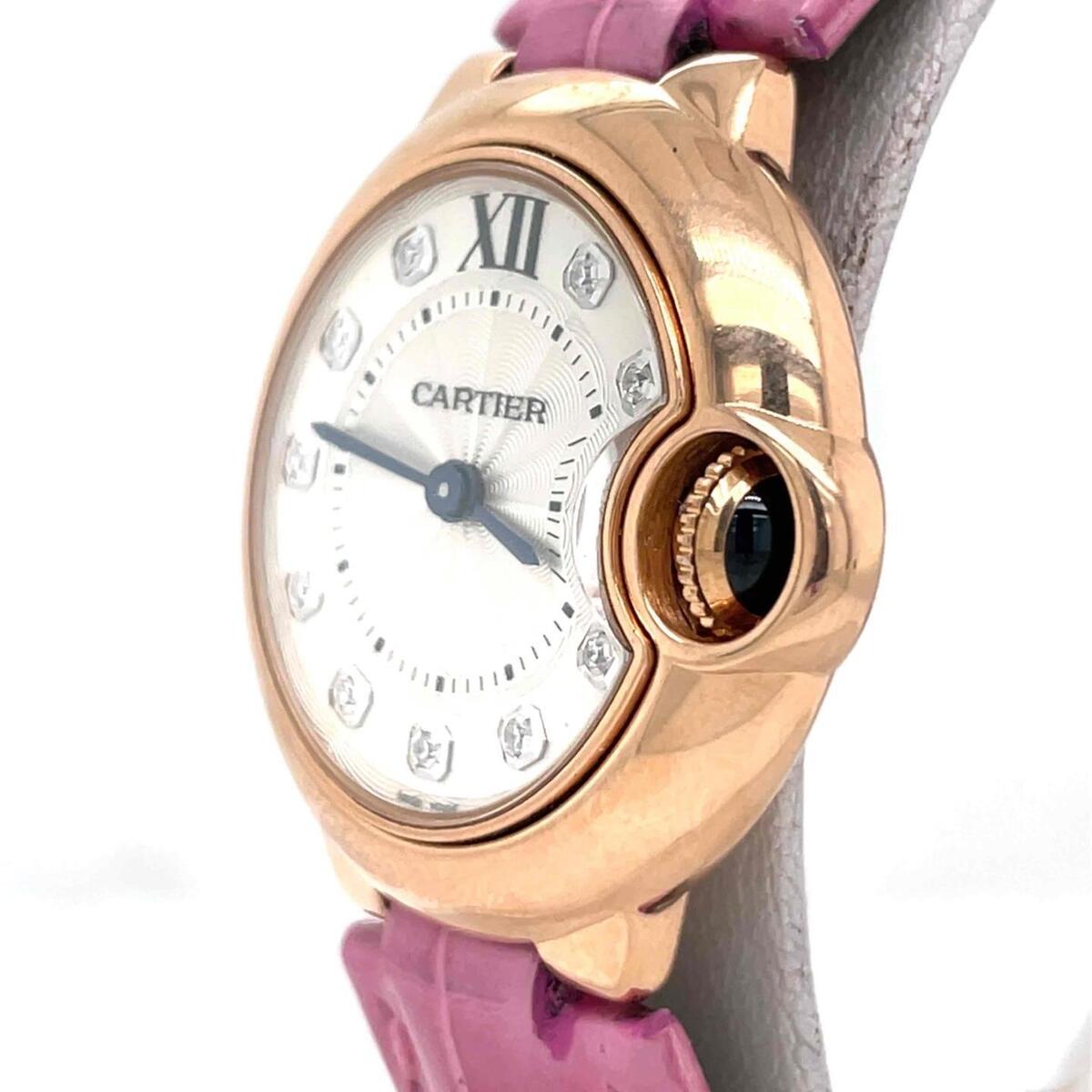  Shop Authentic Cartier Ballon Bleu Diamonds White Dial Pink Leather Strap Watch for Women - WE902050 - Luxxuri