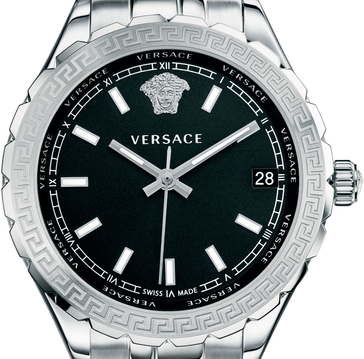  Shop Authentic Versace Hellenyium Black Dial Silver Steel Strap Watch for Women - V12020015 - Luxxuri
