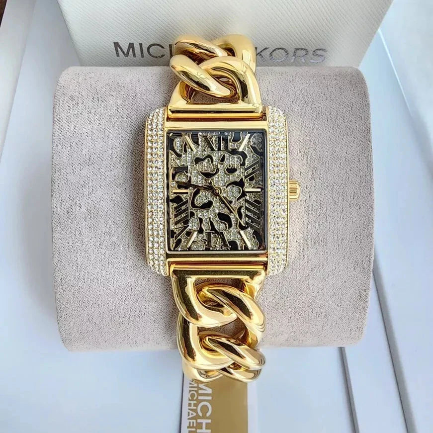  Shop Authentic Michael Kors Emery Three Hand Leopard Print Gold Dial Gold Steel Strap Watch For Women - MK7437 - Luxxuri