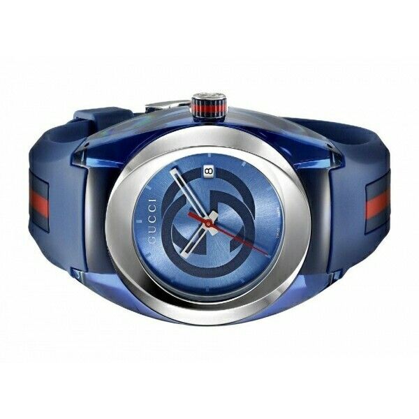  Shop Authentic Gucci Sync XXL Quartz Blue Dial Blue Rubber Strap Watch For Men - YA137104 - Luxxuri