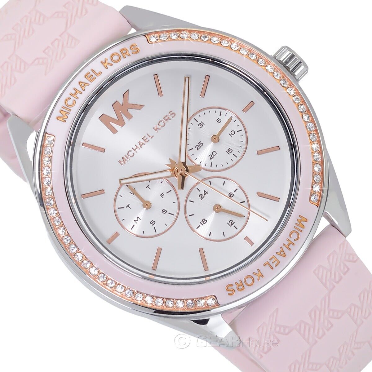  Shop Authentic Michael Kors Jessa Quartz Silver Dial Pink Silicone Strap Watch For Women - MK7268 - Luxxuri