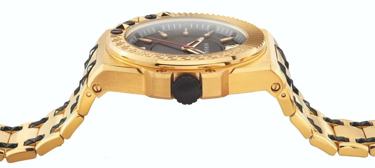  Shop Authentic Versace Chain Reaction Quartz Black Dial Two Tone Steel Strap Watch for Men - VEDY00619 - Luxxuri