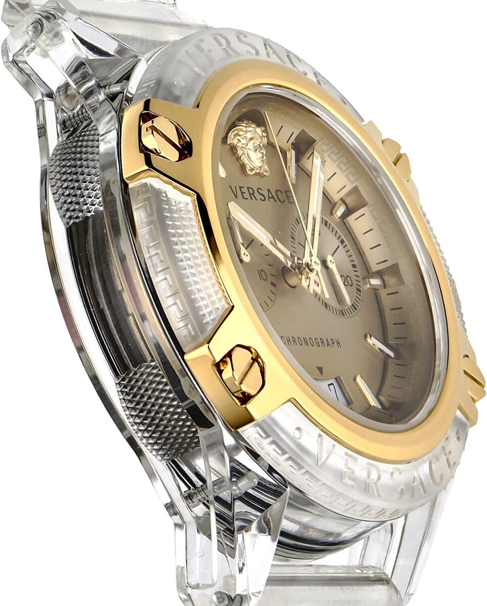  Shop Authentic Versace Icon Active Chronograph Gold Dial White Silicone Strap Watch for Men - VEZ700121 - Luxxuri
