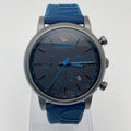 Emporio Armani  Luigi Chronograph Black Dial Blue Rubber Strap Watch For Men - AR11023