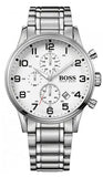  Shop Authentic Hugo Boss Aeroliner Chronograph Quartz White Dial Silver Steel Strap Watch For Men - HB1512445 - Luxxuri