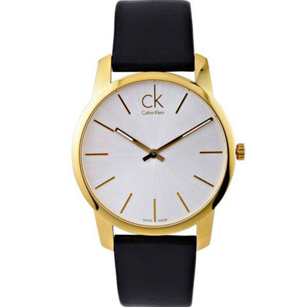  Shop Authentic Calvin Klein City Mother of Pearl White Dial Black Leather Strap Watch for Men - K2G2G5C6 - Luxxuri