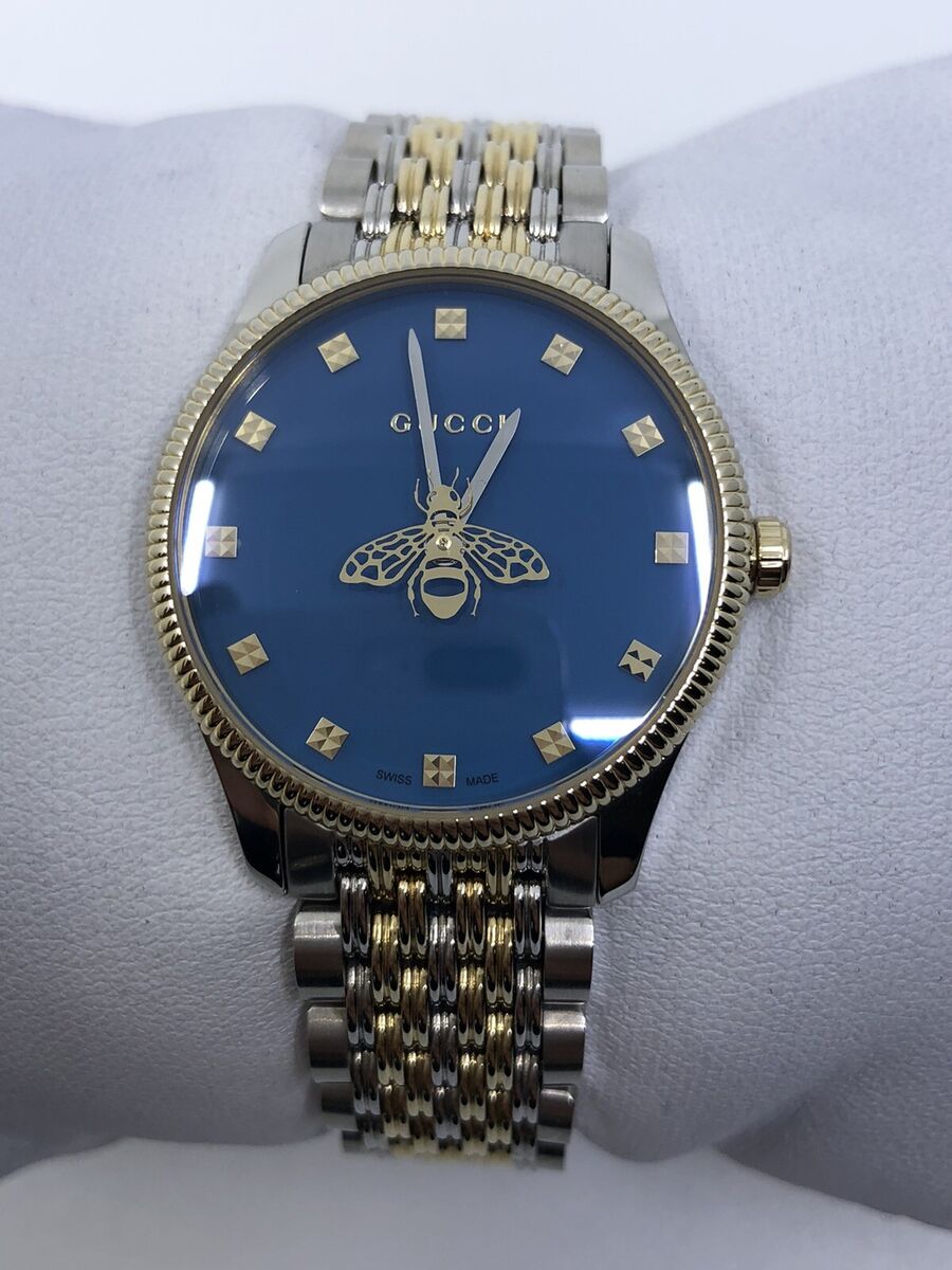  Shop Authentic Gucci G Timeless Quartz Blue Dial Two Tone Steel Strap Watch For Women - YA1265029 - Luxxuri