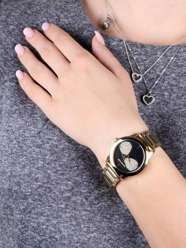  Shop Authentic Michael Kors Hartman Analog Quartz Black Dial Gold Steel Strap Watch For Women - MK3647 - Luxxuri