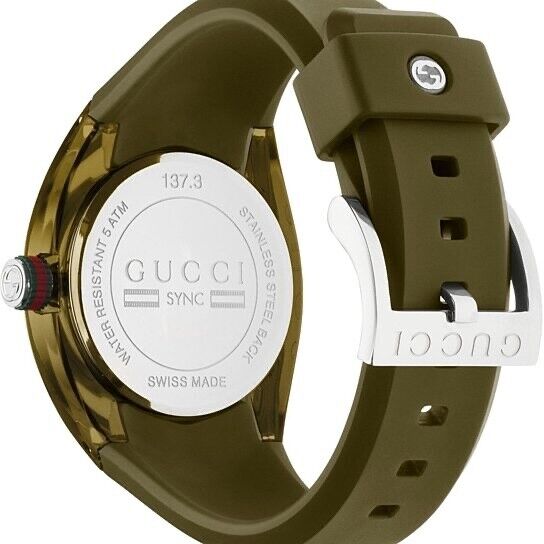  Shop Authentic Gucci Sync XXL Quartz Brown Dial Brown Leather Strap Watch For Men - YA137106 - Luxxuri