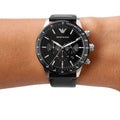  Shop Authentic Emporio Armani Mario Chronograph Black Dial Black Leather Strap Watch For Men - AR11243 - Luxxuri