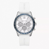  Shop Authentic Michael Kors Berkley Chronograph Silver Dial White Rubber Strap Watch For Women  - MKO1040 - Luxxuri