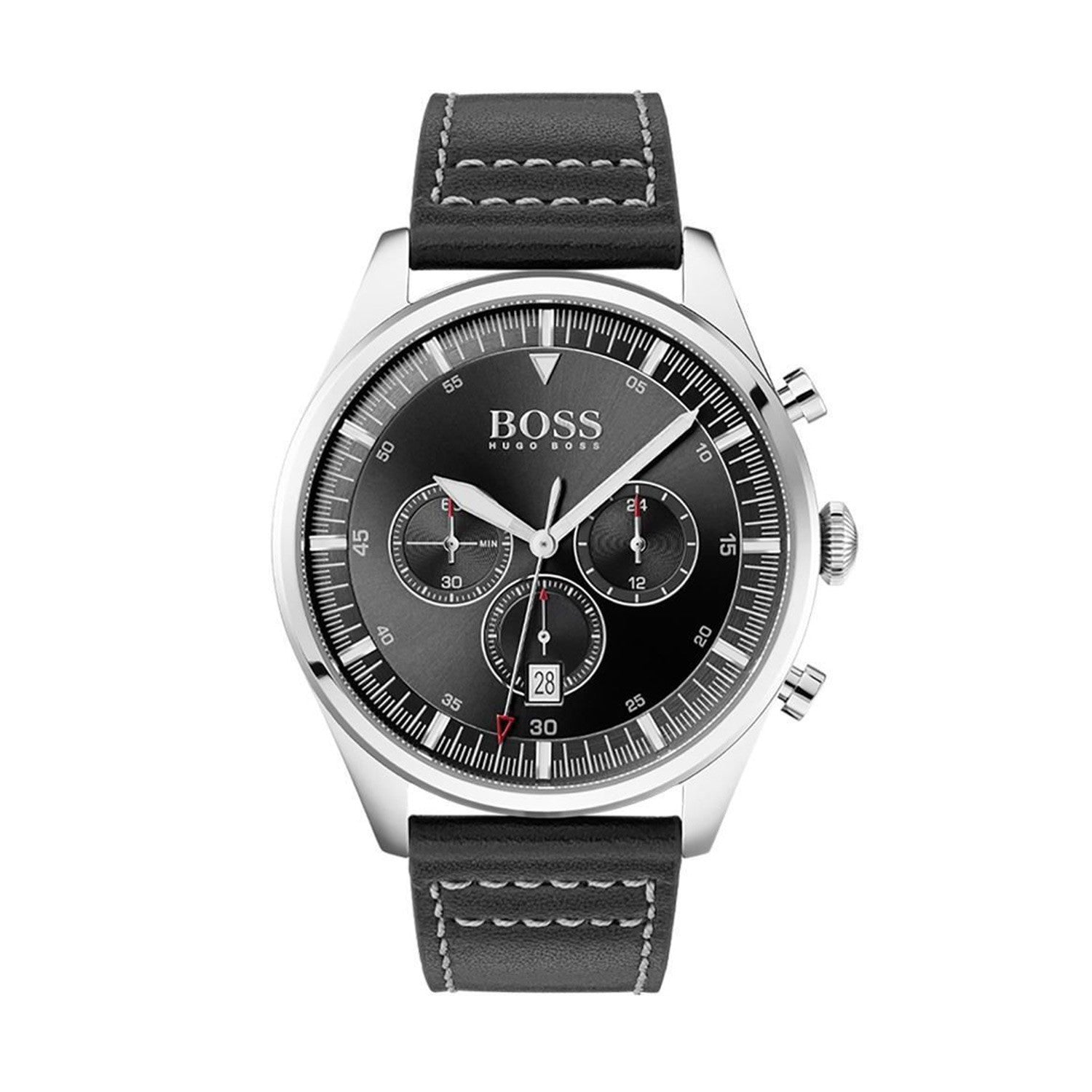  Shop Authentic Hugo Boss Pioneer Chronograph Black Dial Black Leather Strap Watch For Men - 1513708 - Luxxuri