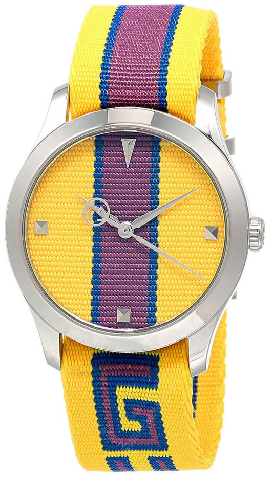  Shop Authentic Gucci G Timeless Quartz Yellow & Purple Dial Yellow & Purple NATO Strap Watch For Men - YA1264069 - Luxxuri
