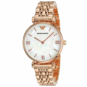  Shop Authentic Emporio Armani Mother of Pearl Dial Rose Gold Steel Strap Watch For Women - AR11110 - Luxxuri