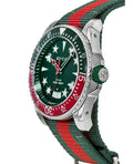  Shop Authentic Gucci Dive Quartz Green Dial Two Tone NATO Strap Watch For Men - YA136339 - Luxxuri