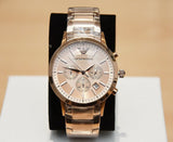  Shop Authentic Emporio Armani Classic Rose Gold Chronograph Steel Strap Watch For Men - AR2452 - Luxxuri
