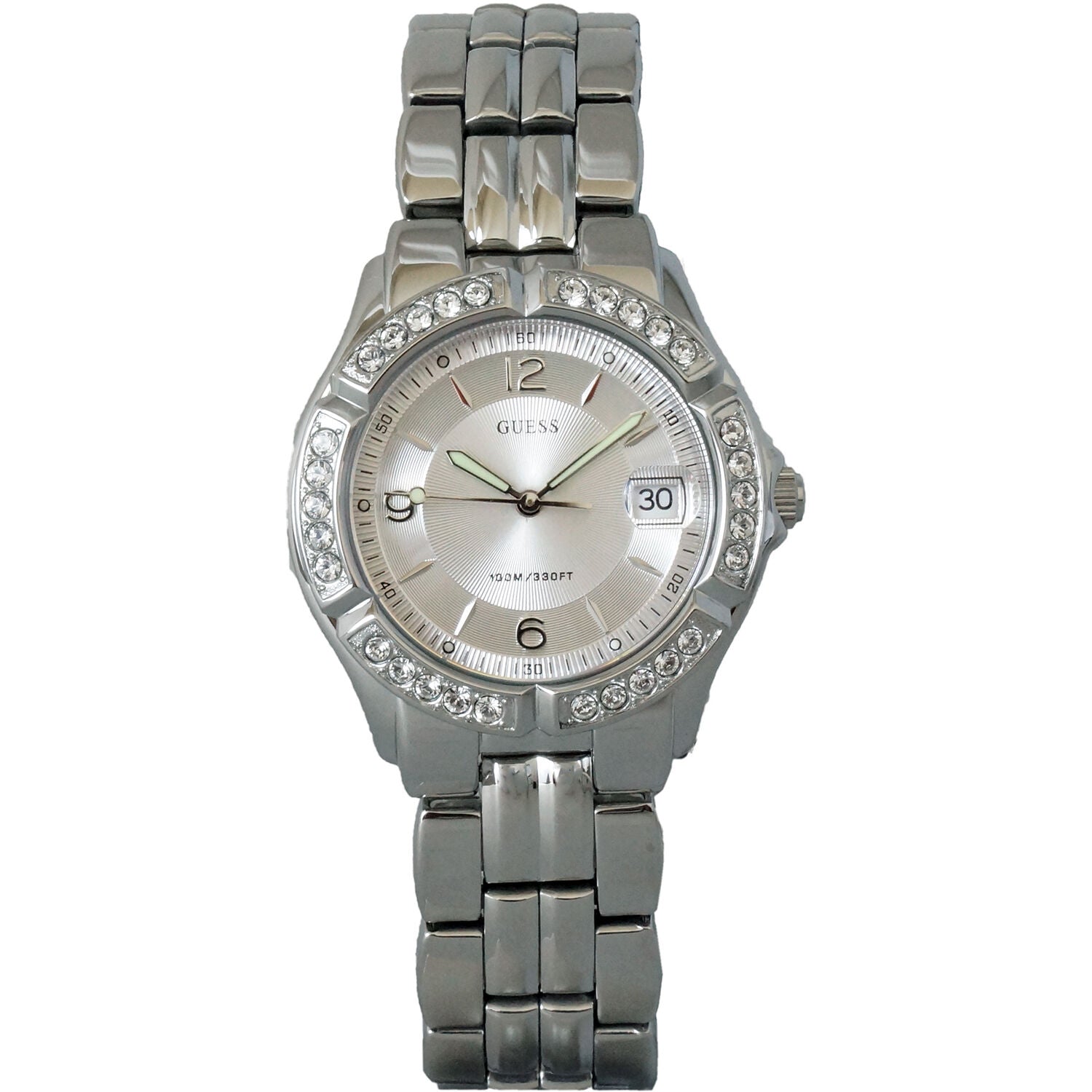  Shop Authentic Guess Water Pro Diamonds Silver Dial Silver Steel Strap Watch For Women - G75511M - Luxxuri