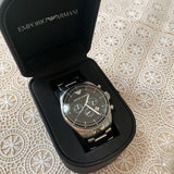 Shop Authentic Emporio Armani Sportivo Chronograph Black Dial Silver Stainless Steel Watch For Men - AR0585 - Luxxuri