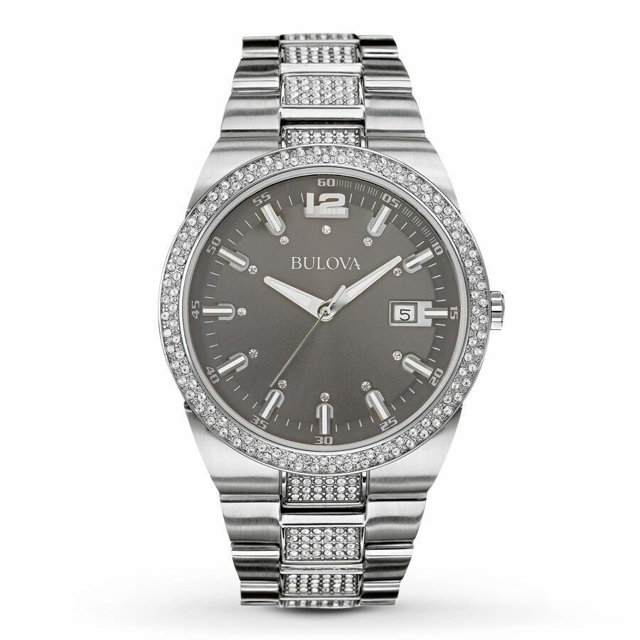  Shop Authentic Bulova Crystal Collection Brown Dial Silver Steel Strap Watch for Men - 96B221 - Luxxuri