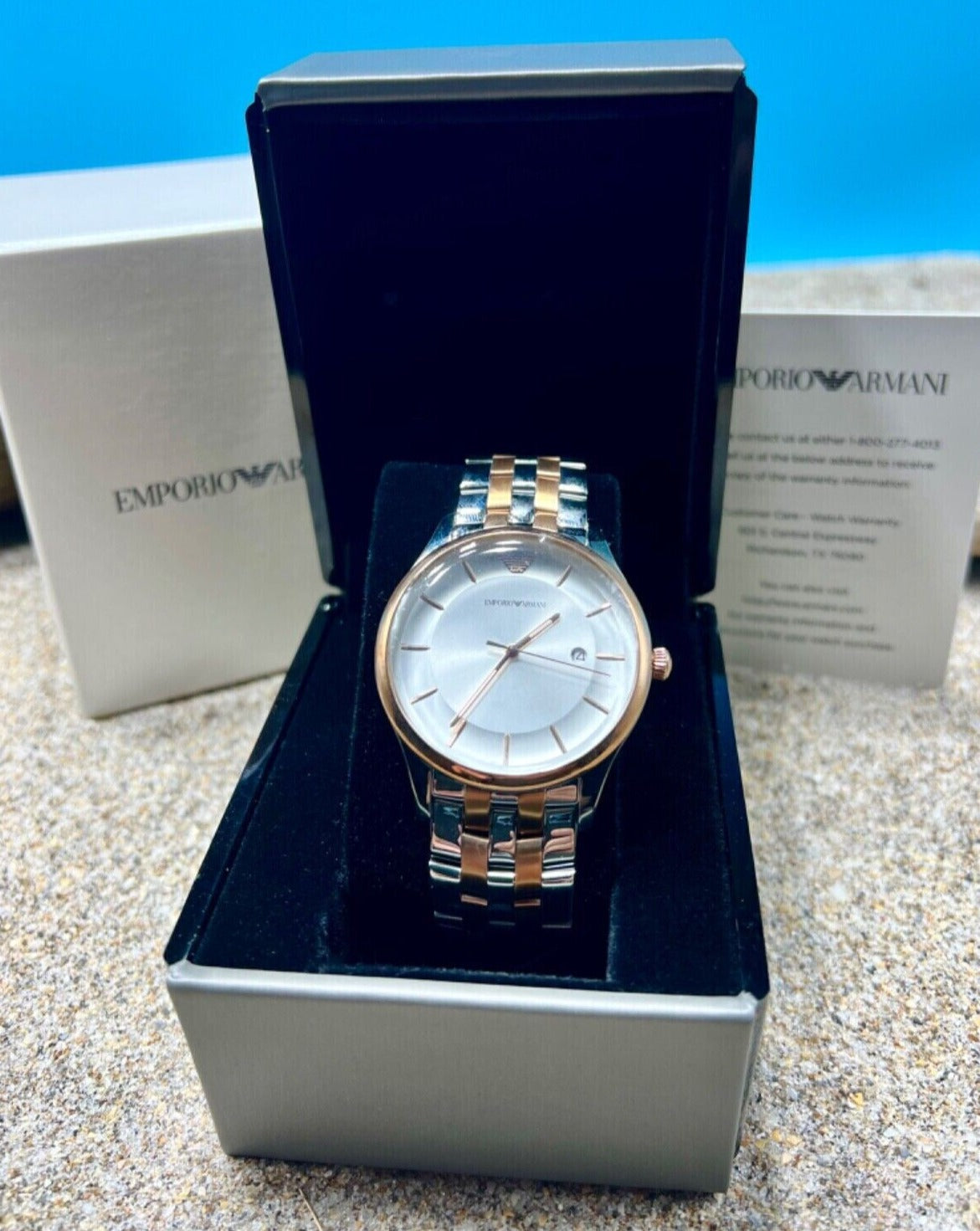  Shop Authentic Emporio Armani Lambda Analog Silver Dial Two Tone Steel Strap Watch For Men - AR11044 - Luxxuri