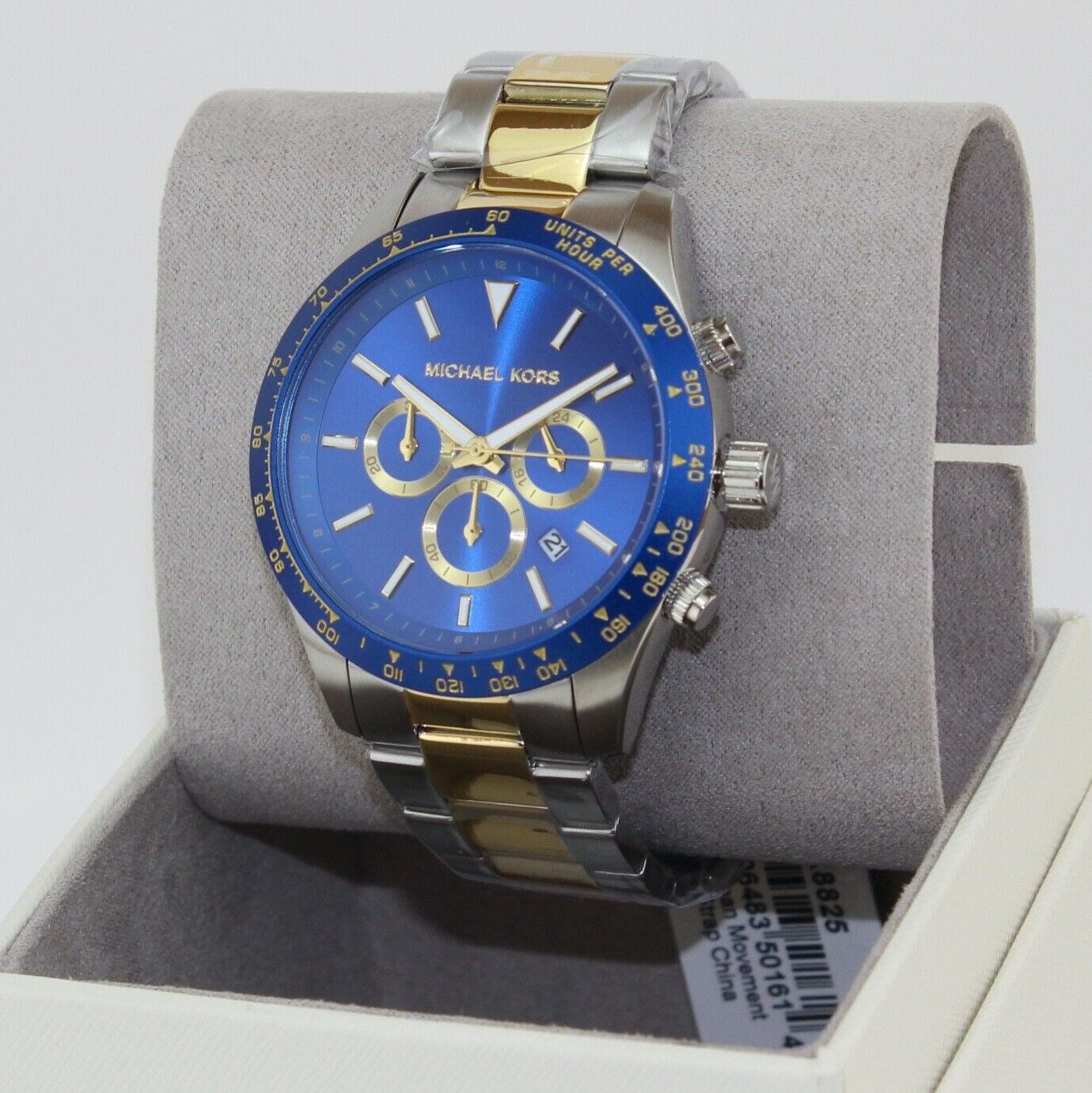  Shop Authentic Michael Kors Layton Chronograph Blue Dial Two Tone Steel Strap Watch For Men - MK8825 - Luxxuri
