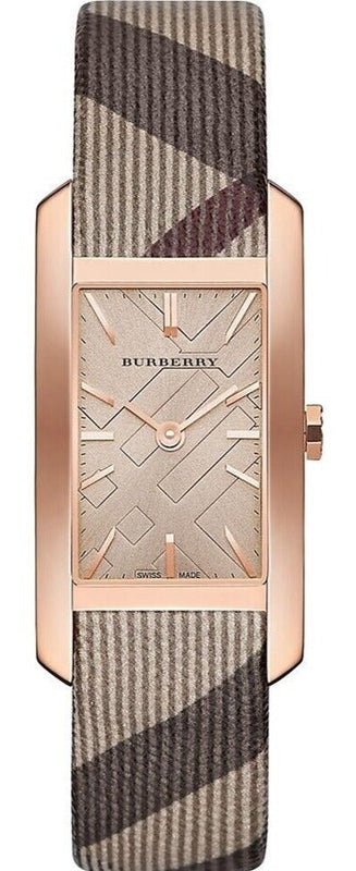 Shop Authentic Burberry The Pioneer Rose Gold Dial Haymarket Brown Leather Strap Watch for Women - BU9408 - Luxxuri