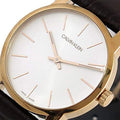  Shop Authentic Calvin Klein City White Mother of Pearl Dial Brown Leather Strap Watch for Women - K2G23620 - Luxxuri