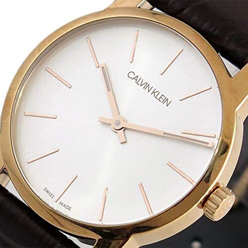  Shop Authentic Calvin Klein City White Mother of Pearl Dial Brown Leather Strap Watch for Women - K2G23620 - Luxxuri