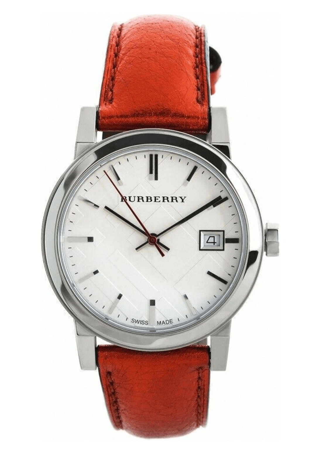  Shop Authentic Burberry The City Silver Dial Orange Leather Strap Watch for Women - BU9121 - Luxxuri