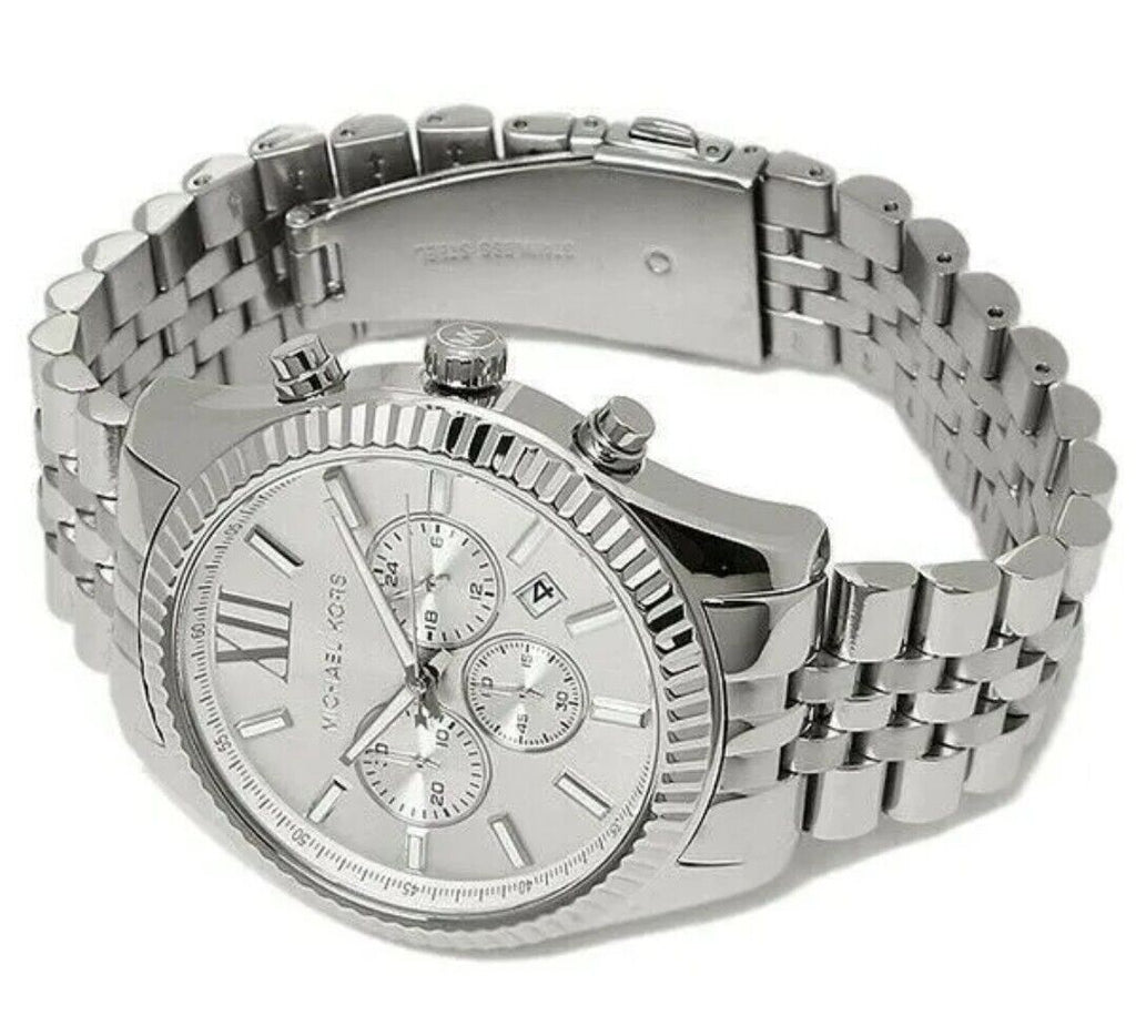  Shop Authentic Michael Kors Lexington Silver Dial Silver Steel Strap Watch for Men - MK8405 - Luxxuri