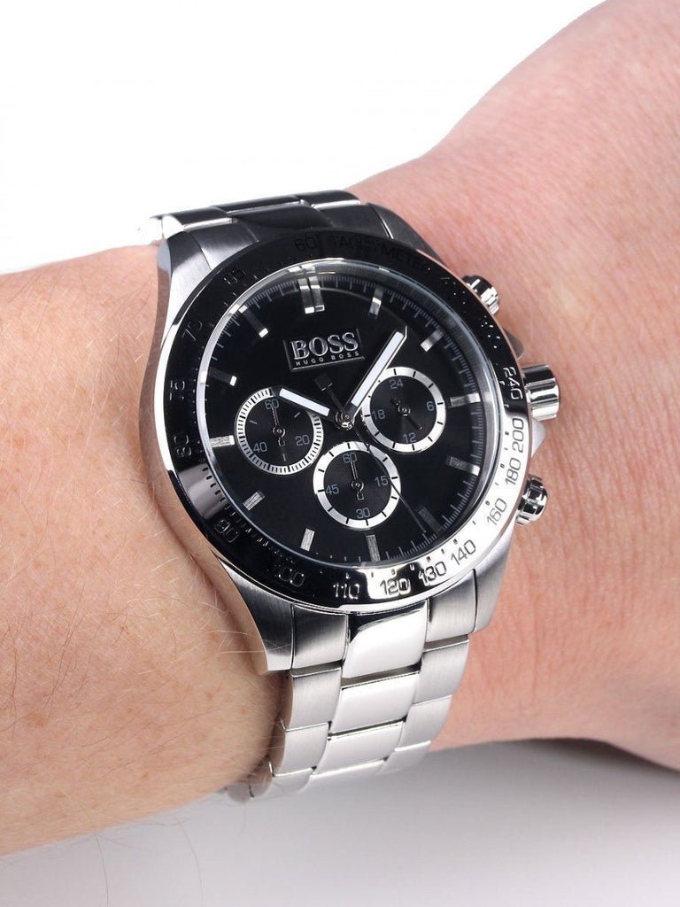  Shop Authentic Hugo Boss Ikon Black Dial Silver Steel Strap Watch for Men - 1512965 - Luxxuri