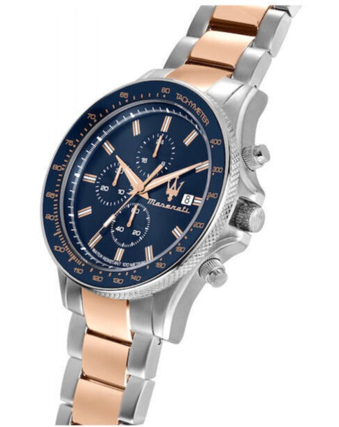  Shop Authentic Maserati SFIDA Chronograph Blue Dial Two Tone Steel Strap Watch For Men - R8873640012 - Luxxuri
