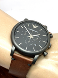  Shop Authentic Emporio Armani Classic Chronograph Black Dial Brown Leather Strap Watch For Men - AR1919 - Luxxuri