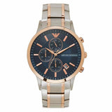  Shop Authentic Emporio Armani Renato Chronograph Blue Dial Two Tone Steel Strap Watch For Men - AR80025 - Luxxuri