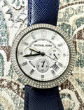  Shop Authentic Michael Kors Parker White Dial Navy Blue Leather Strap Watch for Women - MK2293 - Luxxuri