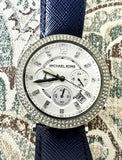  Shop Authentic Michael Kors Parker White Dial Navy Blue Leather Strap Watch for Women - MK2293 - Luxxuri