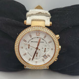  Shop Authentic Michael Kors Parker White Diamonds Dial White Leather Strap Watch for Women - MK2281 - Luxxuri