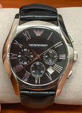  Shop Authentic Emporio Armani Valente Chronograph Black Dial Black Leather Strap Watch For Men - AR1633 - Luxxuri