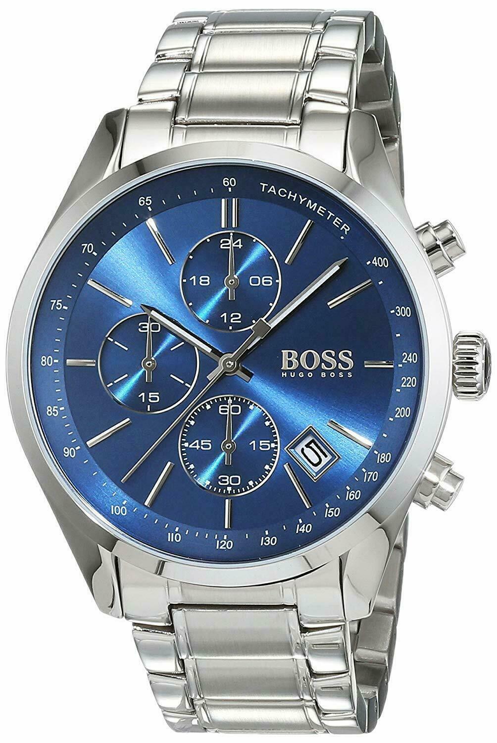  Shop Authentic Hugo Boss Grand Prix Blue Dial Silver Steel Strap Watch for Men - 1513478 - Luxxuri