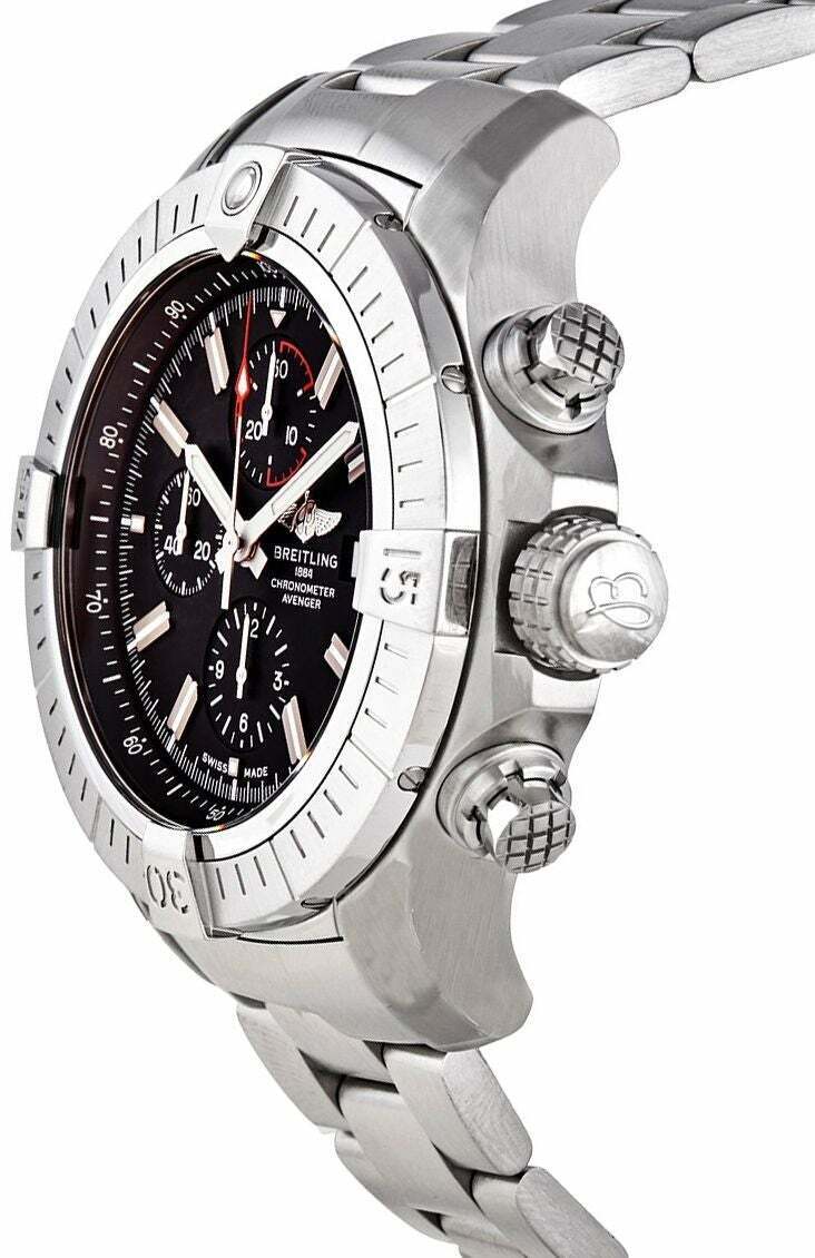  Shop Authentic Breitling Super Avenger Chronograph 48 Black Dial Silver Steel Strap Watch for Men - A13375101B1A1 - Luxxuri