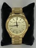  Shop Authentic Michael Kors Slim Runway Gold Dial Gold Steel Strap Watch for Women - MK3335 - Luxxuri