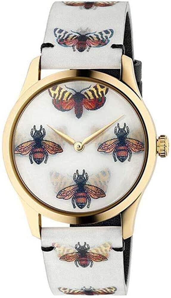  Shop Authentic Gucci G Timeless Quartz White Dial White Leather Strap Watch For Women - YA1264109 - Luxxuri