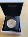  Shop Authentic Calvin Klein High Noon Silver Dial Brown Leather Strap Watch for Men - K8M276G6 - Luxxuri