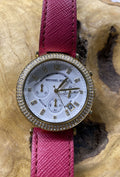  Shop Authentic Michael Kors Parker Chronograph White Dial Pink Leather Strap Watch for Women - MK2297 - Luxxuri